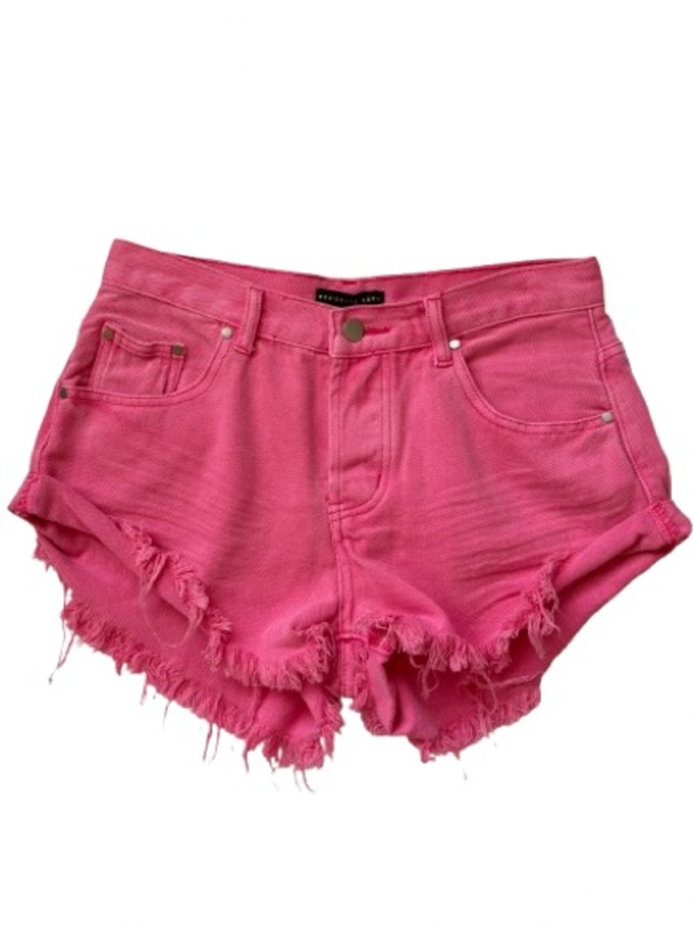 Brooklyn Karma Pink Frayed Denim Shorts Size L